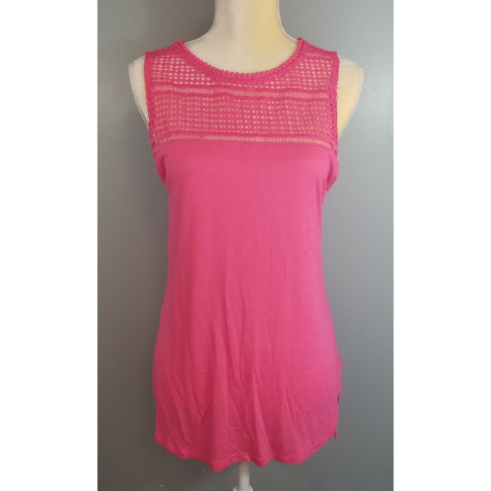 Womens Medium H&M Hot Pink LazerCut Sleeveless Top